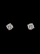 18ct White Gold Diamond Stud Earrings, Each Set With A Round Modern Brilliant Cut Diamond In A