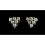 Ladies Pair of 9 Carat Gold Diamond Set Earrings in a triangle design.