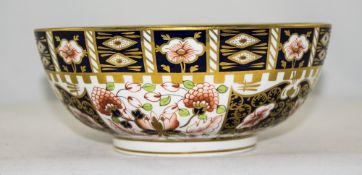 Royal Crown Derby Footed Bowl  'Imari Pattern'. Date 1910. 3 inches high 7.5 inches diameter.