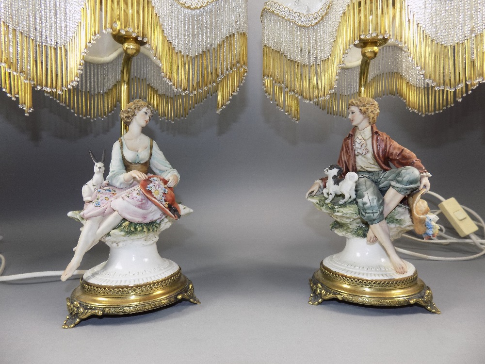 Capo- Di-Monte Signed Pair of Very Fine Figural Table Lamps. c.1970's. - Image 4 of 4