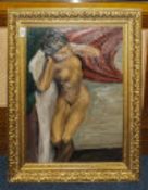 Early 20thC Oil On Board Depicting A Reclining Nude, Unsigned, Marked To Back I Hardcastle