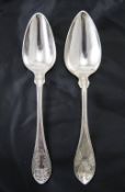 Antique Pair of Swedish Large Silver Table Spoons. Silver marks for 1851 and 1844.