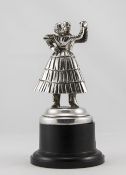 Dance Trophy International Award Very Heavy White Metal Trophy Depicting 2 Dancers On Bakelite Base,