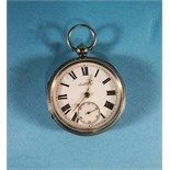 Victorian Key Wind Silver Open Faced Pocket Watch. Hallmark Chester 1896.