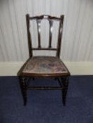 Small Edwardian Mahogany Bedroom Chair With String Inlay, Padded Seat