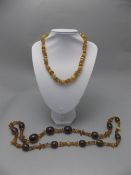 Ladies 20thC Amber Necklaces (2) in total. Sizes 36 inches in light and 19 inches in length.