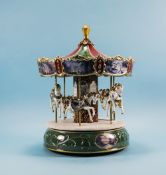 Thomas Kinkade - Hand Crafted Heirloom Porcelain Illuminated Victorian Musical Carousel.