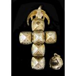 Masonic 9 Carat Gold and Silver Orb Ball. Opens up as a cross made up of 4 sided pyramids, on