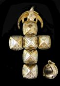 Masonic 9 Carat Gold and Silver Orb Ball. Opens up as a cross made up of 4 sided pyramids, on