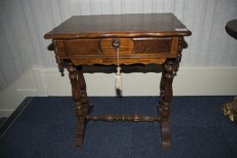 Ladies Reproduction Work Table, Hinged Top With Removable Tray,