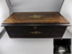 Late 19thC Rosewood Cylinder Music Box, Playing Eight Airs, Tune Card Missing. Hinged Lid With