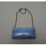 Antique Silver Blue Guilloche Enamel Purse, Fully Hallmarked Birmingham O 1913, SML (Samuel M Levi),