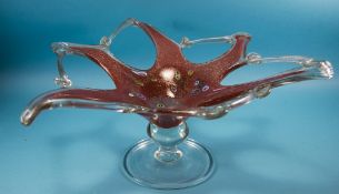 Murano 1960's Large and Heavy Stylish Pedestal Bowl / Centrepiece with Millefiori Decoration. 9.