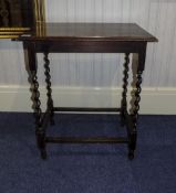 Side Table Of Octagonal Form, Barley Twist Supports And Cross Stretcher, Height 28 Inches, 24x16