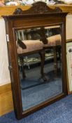 Victorian Oak Surround Dressing Table Mirror with carved top. Size 19.5 inches by 30.