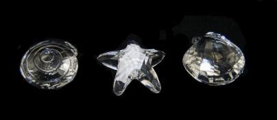 Swarovski Silver Crystal Pieces ( 3 ) In Total. 1/ Round Shell. 2/ Oyster. 3/ Jelly Fish.