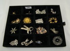 Selection Of Brooches To Include Paste Set, Enamelled, Butterfly Wing Etc.