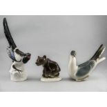 Good Quality Vintage Birds and Bear Ceramic Figures ( 3 ) In Total. Made In The 1970's, In The USSR.
