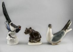 Good Quality Vintage Birds and Bear Ceramic Figures ( 3 ) In Total. Made In The 1970's, In The USSR.