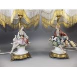 Capo- Di-Monte Signed Pair of Very Fine Figural Table Lamps. c.1970's.