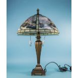 Thomas Kinkade Impressive and Hand Crafted Everett's Cottage Stained Glass Table Lamp with Dual