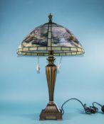 Thomas Kinkade Impressive and Hand Crafted Everett's Cottage Stained Glass Table Lamp with Dual
