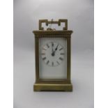 Antique - Heavy English Brass Carriage Clock with Eight Day Movement, Visible Escapement,