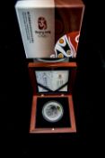 Beijing Olympics Commemorative 1oz 999 Silver Coin, Boxed In Wooden Display Case With Certificate,