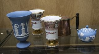 Mixed Lot Comprising A Wedgwood Jasper Ware Vase And Dish & Cover,