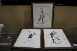 3 Humorous Framed And Signed Prints By Mark Hoskinson 11x 8 Inches