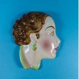 C And Co Art Deco Wall Mask no 1 A Young Woman with auburn hair.