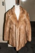 Blonde Mink Ladies Fur Jacket, fully lined. Collar with revers. Hook & Loop Fastening. Slit
