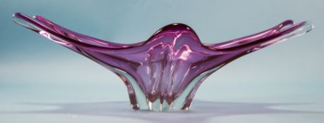 Murano 1970's Studio Art Pink Glass Table Centre Piece. 5.75 Inches High, 17 Inches Wide.