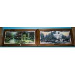 Thomas Kinkade Ltd Edition Pair of Stained Glass Illuminated Wall Panorama's Titles - The Garden of