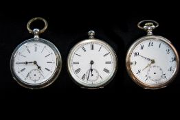 Antique Swedish Silver Open Faced Pocket Watches (3) In total. All working and marked 800.