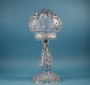 A 1930's Cut Crystal Table Lamp of Good Condition and Form. Stands 14.25 Inches High.