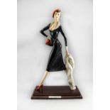 A Santini - Hand Painted Sculptor / Figure of a Young Woman ( Lady about Town ) Wearing 1950's