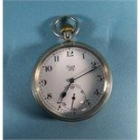Limit NO 2 Silver Open Faced Pocket Watch, white porcelain dial, Fully hallmarked.