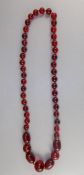 Cherry Amber Graduated Bead Necklace, Length 32 Inches, Gross Weight 102 Grams