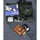 Isoly Camera In Leather Case Together With An Assortment of Cameras including Olympus and a