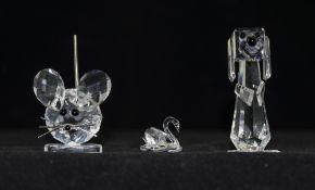 Swarovski - Silver Crystal Figures ( 3 ) In Total.