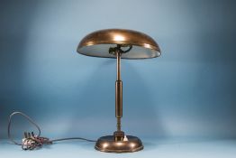 1920's Table Lamp Bronzed Mushroom Cover Column And Base With Swivel Mechanisms,