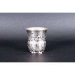 Russian Silver Niello Beaker Of Unusual Shaped Form, Finely Engraved Throughout With Floral