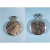 Art Nouvea French Silver Slimline Open Faced Pocket Watch with stylised floral decoration to the