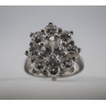 Large Silver Paste Set Cluster Ring Size P