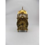 French 1950's Electric Brass Lantern Mantel Clock, In The 18th Century Style. Stands 8 Inches High.