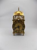 French 1950's Electric Brass Lantern Mantel Clock, In The 18th Century Style. Stands 8 Inches High.