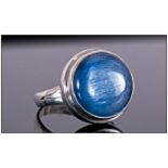 Kyanite Solitaire Hand Made Ring, a round cut, 9.