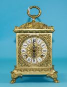 A Mid 20thC Brass Carriage Mantel Clock, 8 day fusee driven,