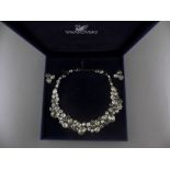 Swarovski Fine and Impressive Cut Crystal Statement Necklace with Matching Earrings. Each Stone Is